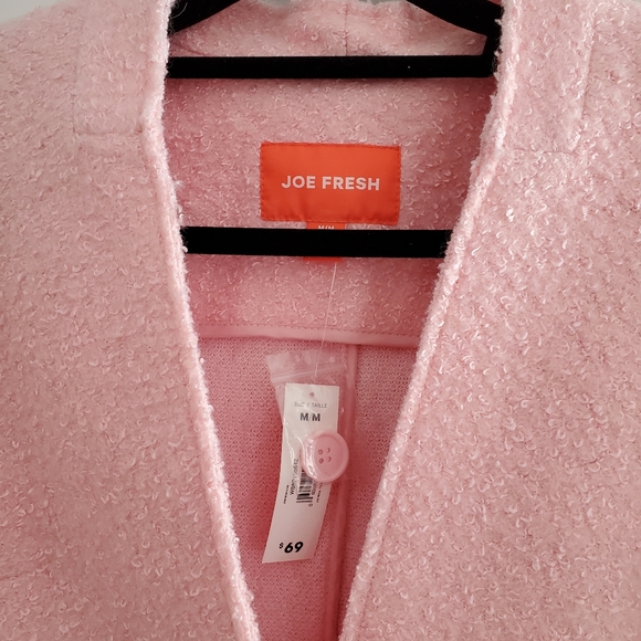NWT Joe Fresh pink boucle frock coat, size medium - Picture 3 of 4
